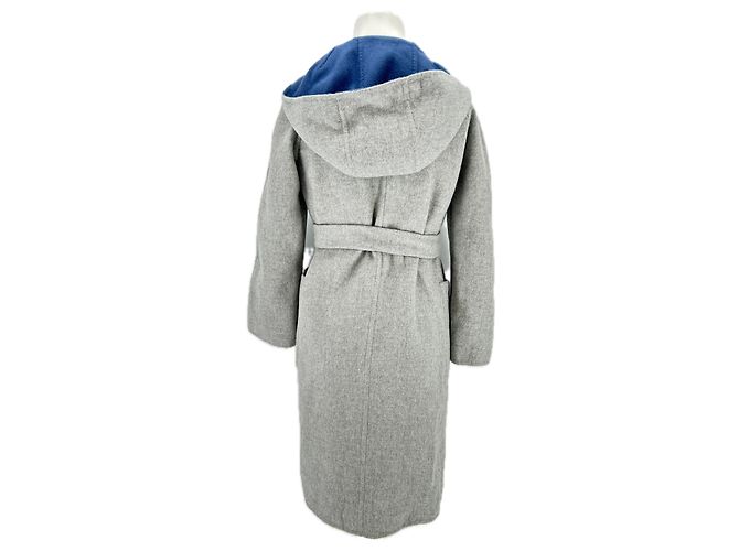 Abrigo reversible Max Mara de cachemira gris y azul con capucha - vista 2
