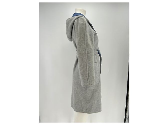 Abrigo reversible Max Mara de cachemira gris y azul con capucha - vista 3