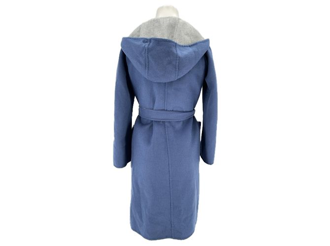 Abrigo reversible Max Mara de cachemira gris y azul con capucha - vista 6
