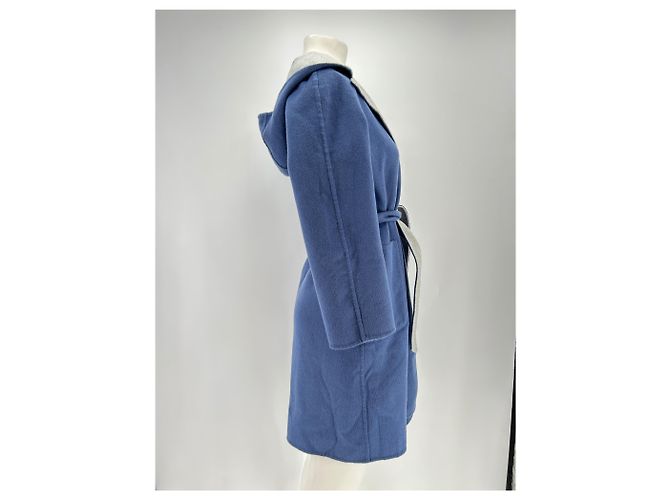 Abrigo reversible Max Mara de cachemira gris y azul con capucha - vista 7