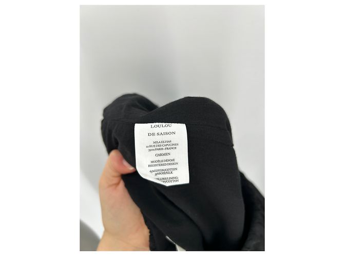 Autre Marque Falda larga negra de algodón Carmen LOULOU DE SAISON Negro - vista 7