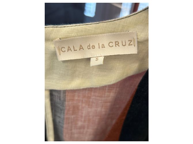 Autre Marque Macacão de linho em três tons com cinto CALA DE LA CRUZ Multicor - vista 3