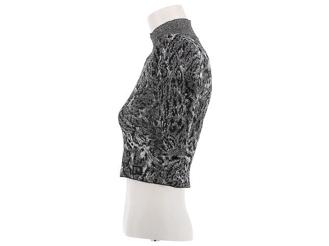Top corto de leopardo gris en lurex Paco Rabanne - vista 4