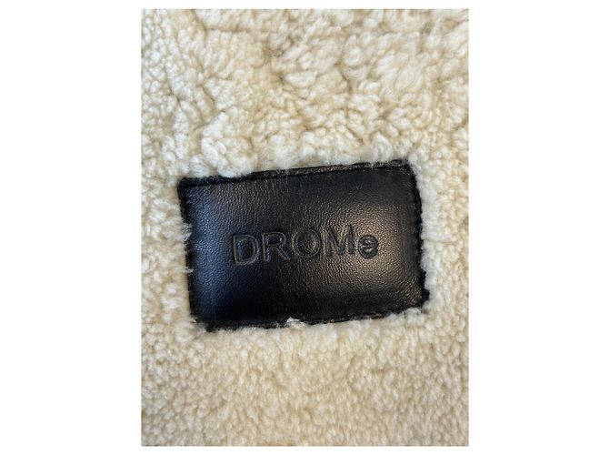 Drome Leder- und Kunstfellmantel Khaki - Ansicht 5