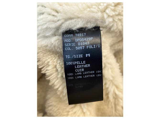 Drome Leder- und Kunstfellmantel Khaki - Ansicht 6