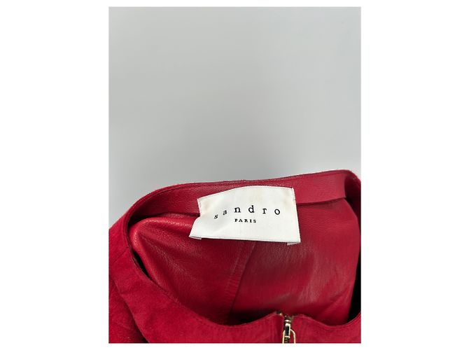 Sandro Top in camoscio e pelle rossa Rosso - vista 5