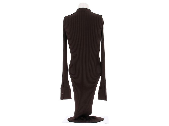 Autre Marque Vestido largo marrón de viscosa con botones GALVAN LONDON Castaño - vista 2