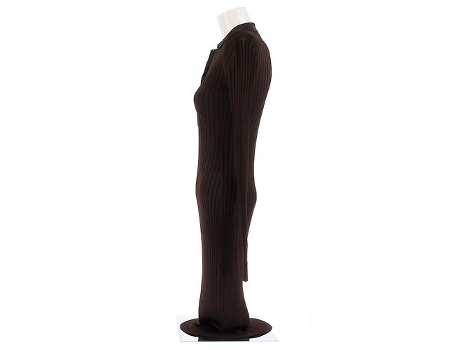 Autre Marque Vestido largo marrón de viscosa con botones GALVAN LONDON Castaño - vista 4