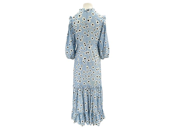 Autre Marque RIXO Maxikleid aus blauer Seide mit Blumen - Ansicht 2