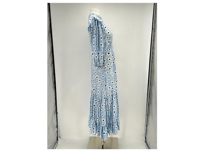 Autre Marque RIXO Maxikleid aus blauer Seide mit Blumen - Ansicht 3