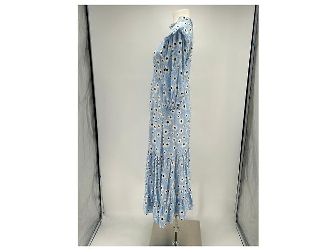 Autre Marque RIXO Maxikleid aus blauer Seide mit Blumen - Ansicht 4