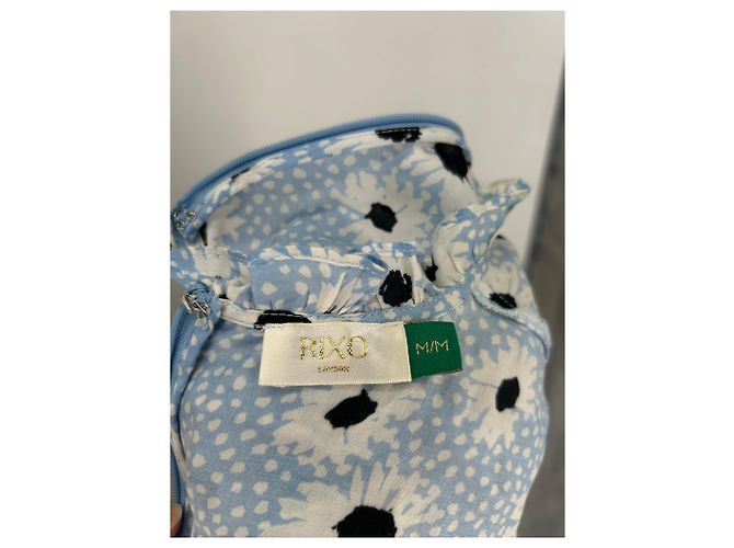 Autre Marque RIXO Maxikleid aus blauer Seide mit Blumen - Ansicht 5