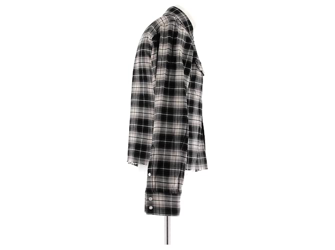 Camicia Alanui a quadri bianca e nera cotone S Nero - vista 3