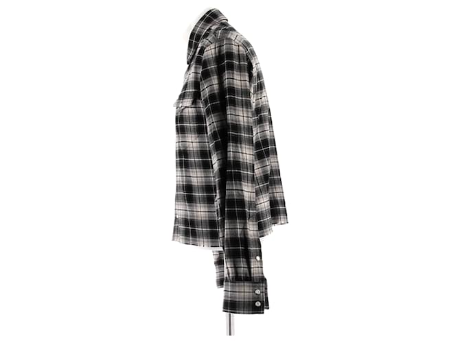Camicia Alanui a quadri bianca e nera cotone S Nero - vista 4