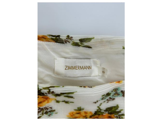 Zimmermann Plissiertes Crop-Top mit Blumenmuster Weiß Gelb - Ansicht 3