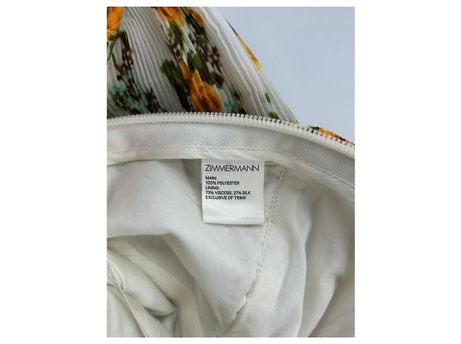 Zimmermann Plissiertes Crop-Top mit Blumenmuster Weiß Gelb - Ansicht 4