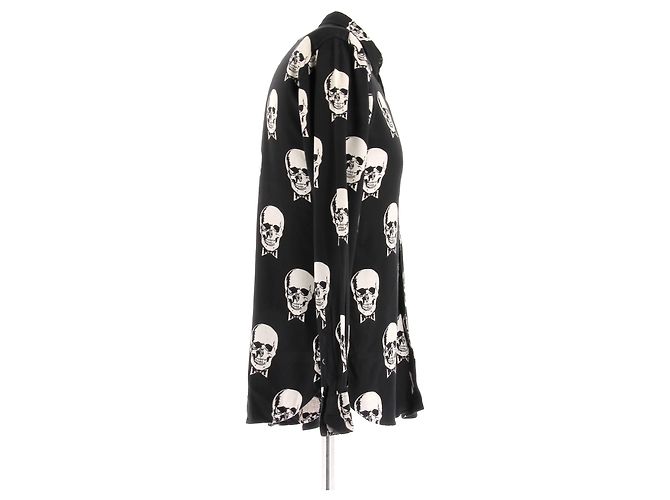 Saint Laurent Camicia nera con stampa Nero - vista 3