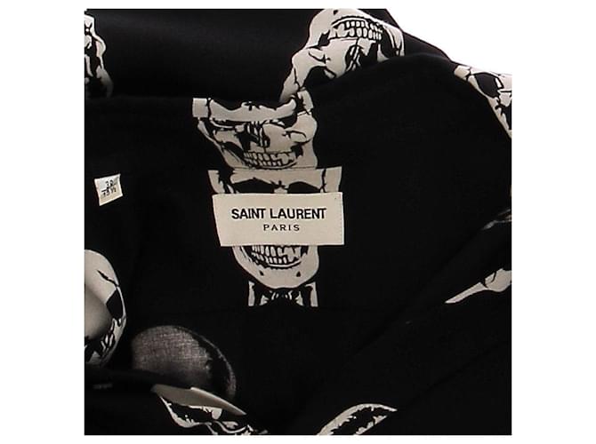 Saint Laurent Camicia nera con stampa Nero - vista 5