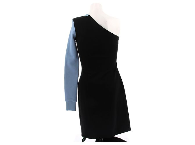 Off White Bicolor asymmetrisches Kleid Schwarz - Ansicht 2