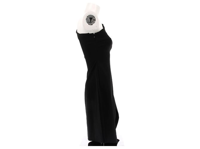 Off White Bicolor asymmetrisches Kleid Schwarz - Ansicht 3