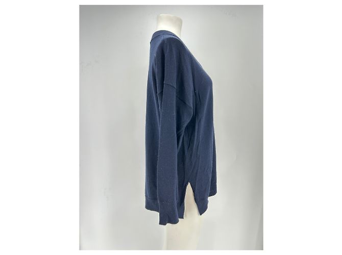 Autre Marque LEVETE ROOM Wollpullover mit V-Ausschnitt Marine M Marineblau - Ansicht 3