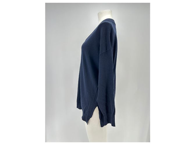 Autre Marque LEVETE ROOM Wollpullover mit V-Ausschnitt Marine M Marineblau - Ansicht 4