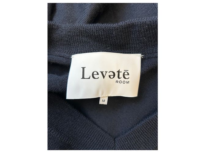 Autre Marque LEVETE ROOM Wollpullover mit V-Ausschnitt Marine M Marineblau - Ansicht 5
