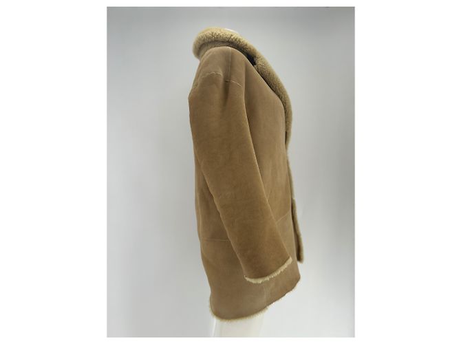 Veste en peau de laine beige Sandro - vue 3