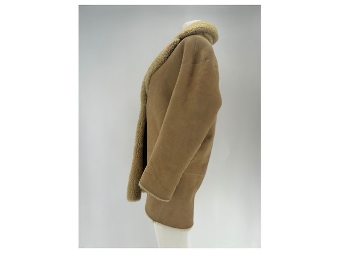 Veste en peau de laine beige Sandro - vue 4