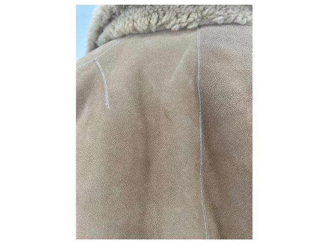Veste en peau de laine beige Sandro - vue 5