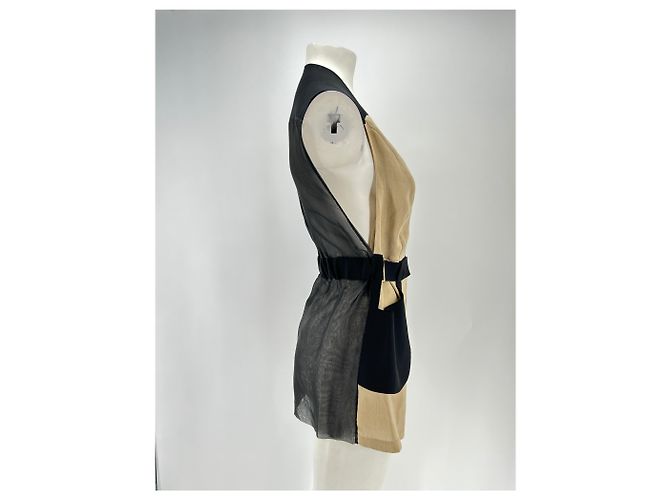 Giacca bicolore La Perla in misto ramie beige - vista 3