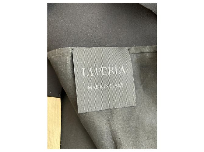 Giacca bicolore La Perla in misto ramie beige - vista 5
