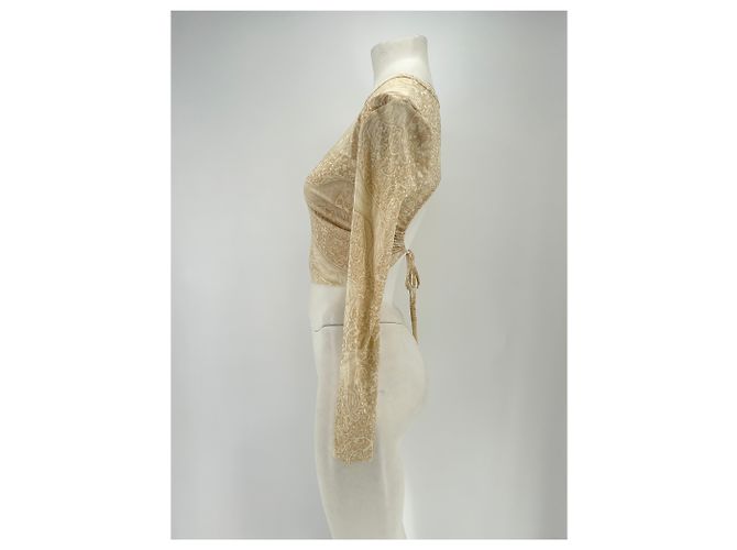 Top halter estampado Les Benjamins Beige - vista 4