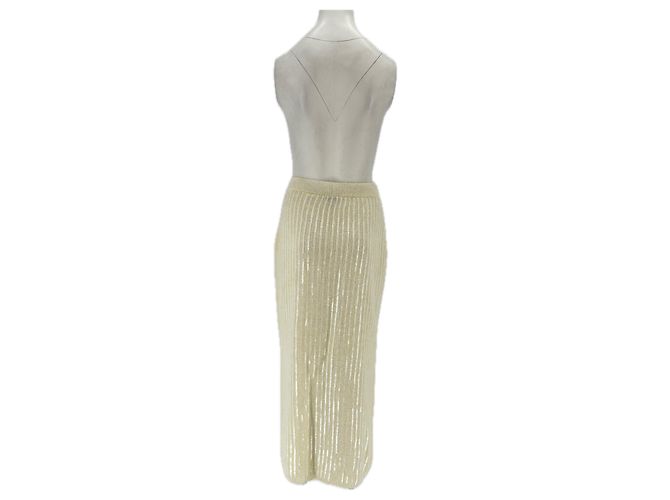 Isabel Marant Pour H&M Falda de lana con lentejuelas Beige - vista 2
