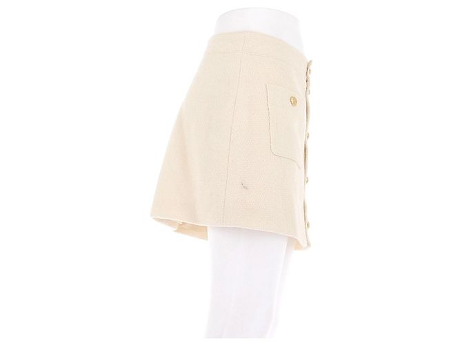 Falda de lana blanca Céline con botones dorados Blanco - vista 3