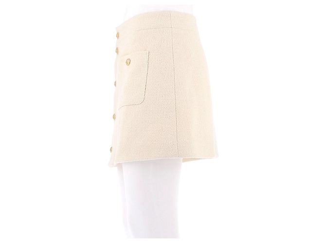 Falda de lana blanca Céline con botones dorados Blanco - vista 4