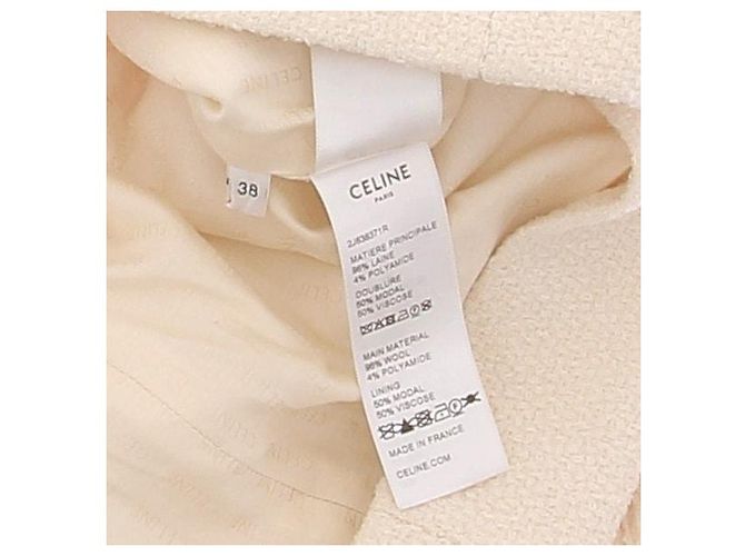Falda de lana blanca Céline con botones dorados Blanco - vista 6
