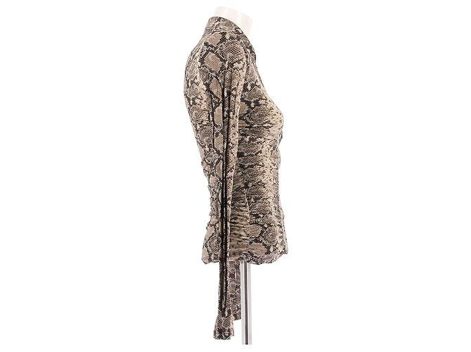 Marine Serre Langarmshirt Python Print Beige - Ansicht 3