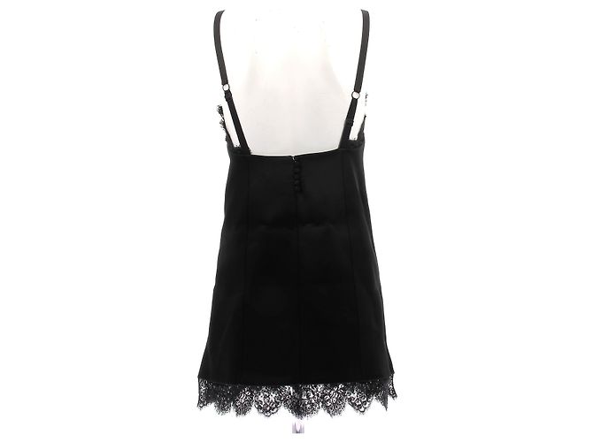 Khaite kurzes schwarzes Kleid mit Spitzen Trägern - Ansicht 2