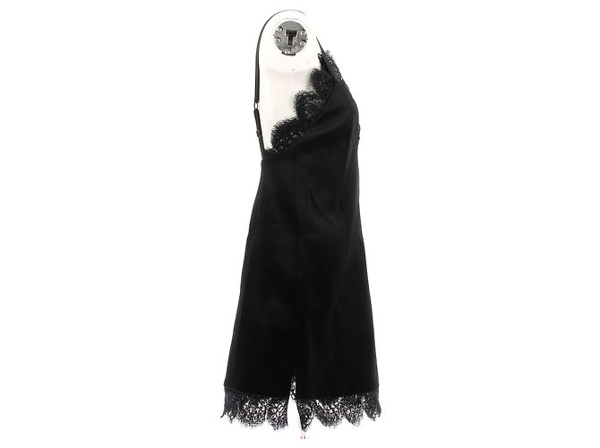 Khaite kurzes schwarzes Kleid mit Spitzen Trägern - Ansicht 3