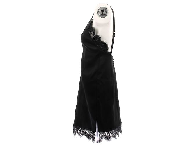 Khaite kurzes schwarzes Kleid mit Spitzen Trägern - Ansicht 4