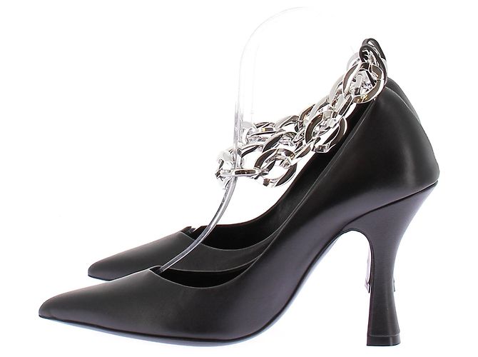 The Kooples Schwarze Lederpumps mit silberner Kette - Ansicht 3