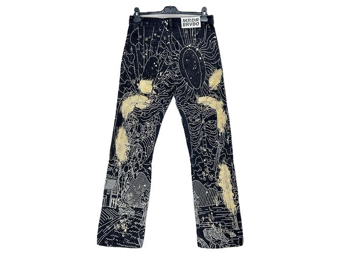 Autre Marque WHO DECIDES WAR Schwarze Jeans mit Print und Strass Größe 30 - Ansicht 2