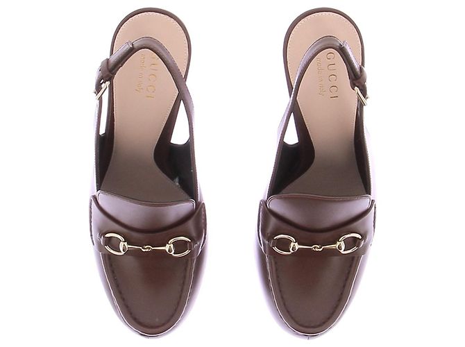 Gucci Mule con tacco e piattaforme "Horsebit" Bordò - vista 6