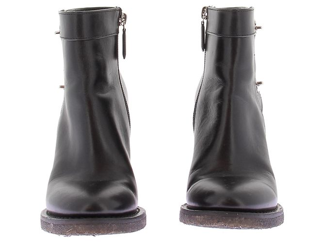 Botines de tacón de cuero negro Chanel con cierre CC - vista 4