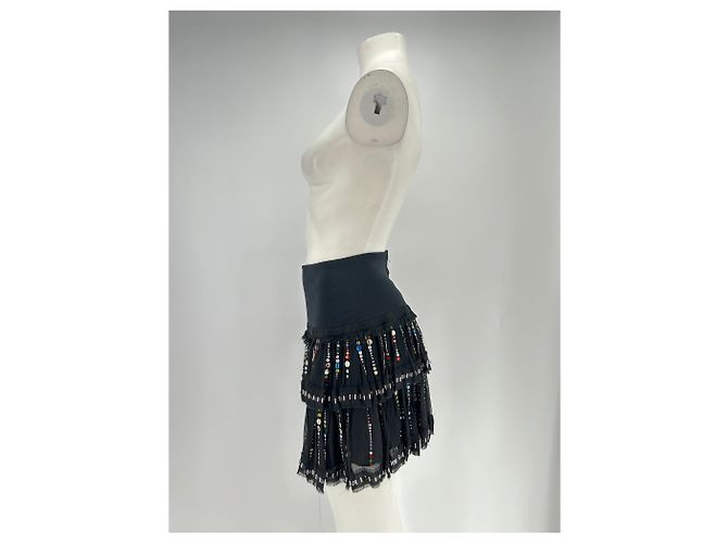 Isabel Marant Schwarzer Seidenrock mit Rüschen - Ansicht 4