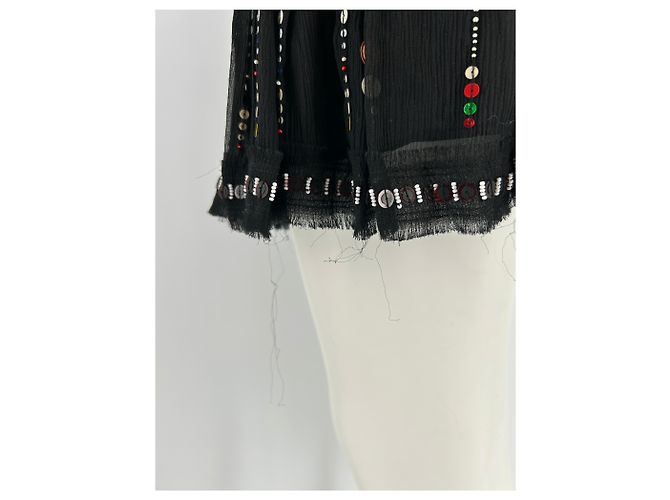 Isabel Marant Schwarzer Seidenrock mit Rüschen - Ansicht 5