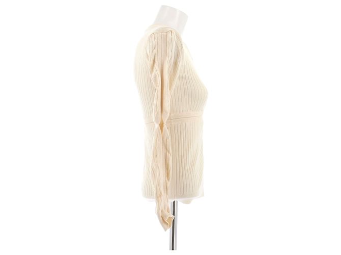 Top de lana Courreges beige de manga larga - vista 3
