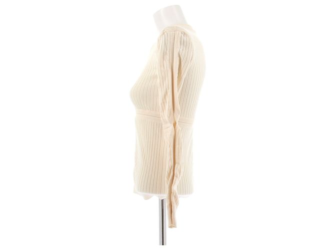 Top de lana Courreges beige de manga larga - vista 4