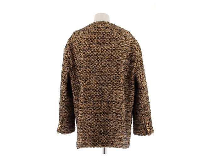 Céline wool coat beige and black with gold buttons - view 2